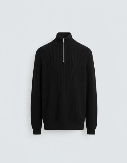 EUROPEAN HEAVY KNIT PULLOVER WITH ZIP